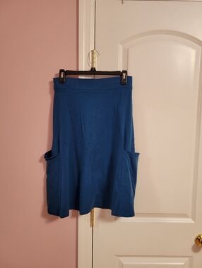 Womens Junee Teal Blue A-Line Midi Pocket Skirt - Comfortable High Waisted- XS